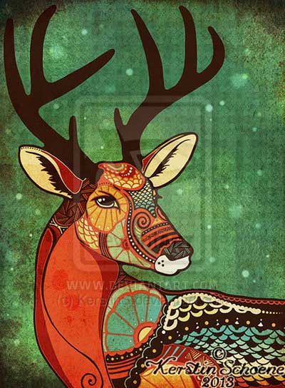 Kerstin Schoene, the deer, wildlife, tattoo, pattern,