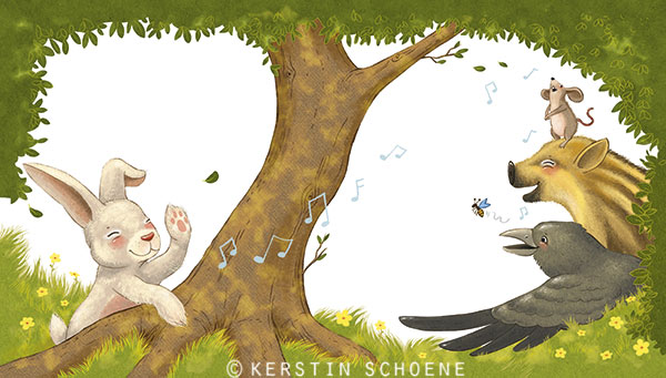 Tiere, Geschichten, Waldtiere, Illustration, Pappbuch, Kerstin Schoene